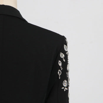 Elegant Rhinestone Blazer Mini Dress