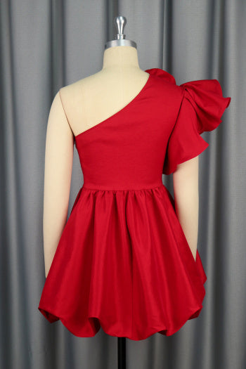 Stylish Plus Size Rhinestone Decor Ruffle Mini Dress