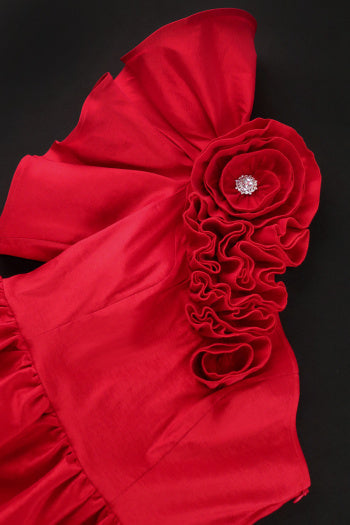 Stylish Plus Size Rhinestone Decor Ruffle Mini Dress