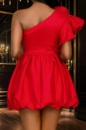 Stylish Plus Size Rhinestone Decor Ruffle Mini Dress