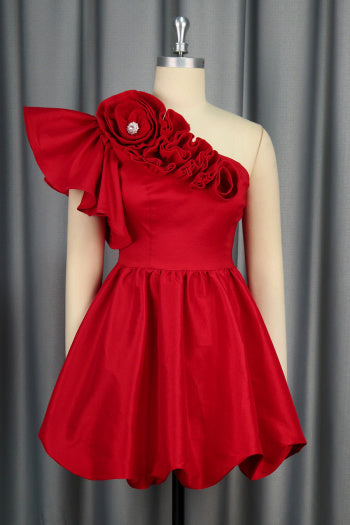 Stylish Plus Size Rhinestone Decor Ruffle Mini Dress