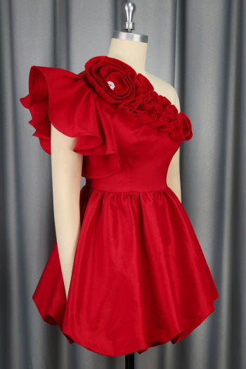 Stylish Plus Size Rhinestone Decor Ruffle Mini Dress