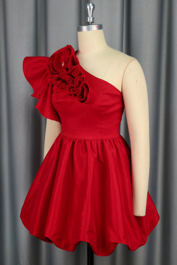 Stylish Plus Size Rhinestone Decor Ruffle Mini Dress