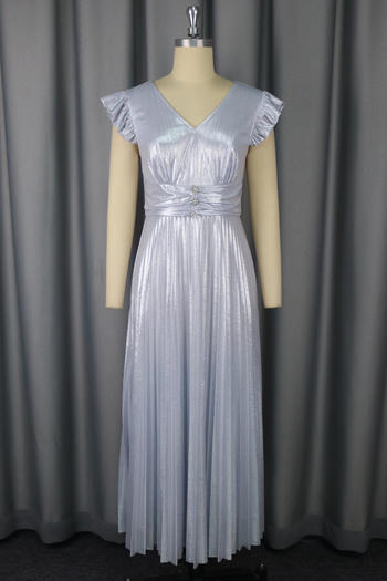 Radiant Elegance Pleated Metallic Maxi Dress image 2