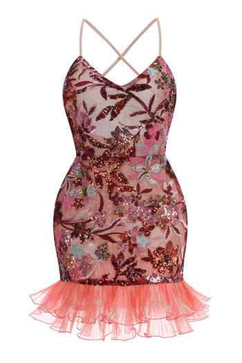 Sparkling Sequin Embroidered Backless Mini Dress for Dazzling Party Nights