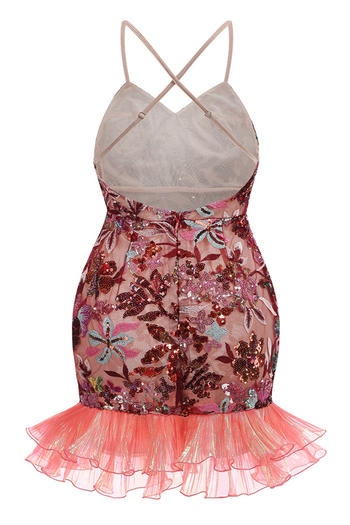 Sparkling Sequin Embroidered Backless Mini Dress for Dazzling Party Nights