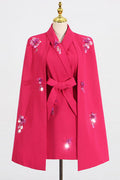 Elegant Sequined Belted Cape Waist Mini Dress for Dazzling Party Style
