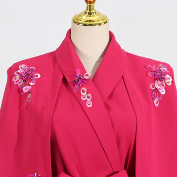 Elegant Sequined Belted Cape Waist Mini Dress for Dazzling Party Style