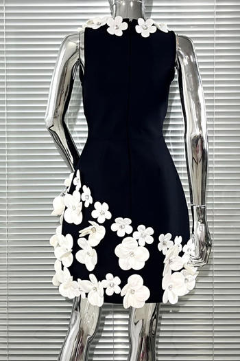 Elegant Floral V-Neck Mini Dress - High-Quality Slight Stretch Fabric