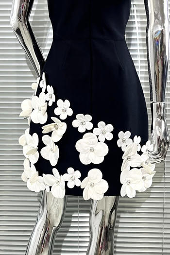 Elegant Floral V-Neck Mini Dress - High-Quality Slight Stretch Fabric