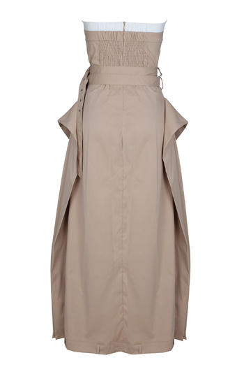 Elegant Plus Size Non-Stretch Contrast Color Maxi Dress with Button Details