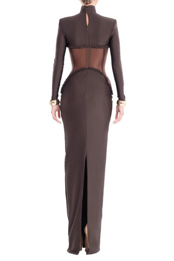 Sexy High-Quality See-Through Mesh Splicing Slim Slit Stretch Maxi Dress