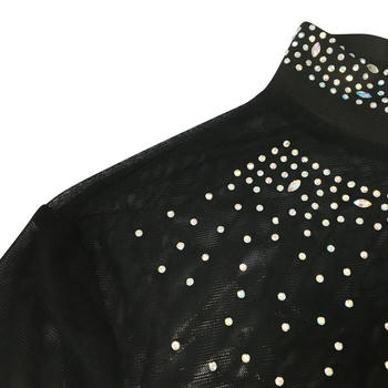 Sparkling Plus Size Sheer Mesh Rhinestone Bodycon Mini Dress