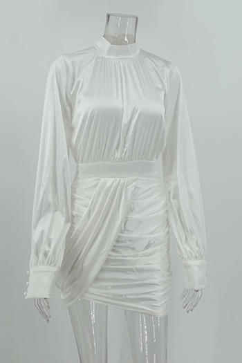 Ruched Mini Dress with Elegant Lantern Sleeves image 3