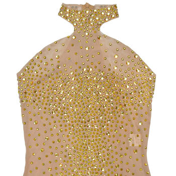 Dazzling Plus-Size Rhinestone Mesh Maxi Dress with Slit - Glamorous Evening Wear
