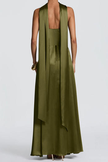 Elegant Non-Stretch Tube Maxi Dress with Scarf - Versatile Solid Colors