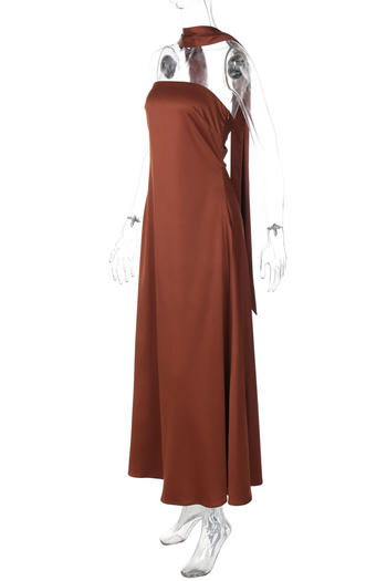 Elegant Non-Stretch Tube Maxi Dress with Scarf - Versatile Solid Colors