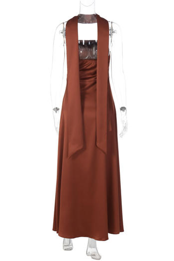 Elegant Non-Stretch Tube Maxi Dress with Scarf - Versatile Solid Colors