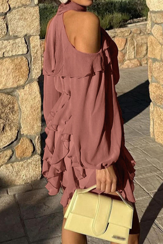 Layered Chiffon Crew Neck Mini Dress image 2
