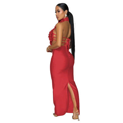 Bed of Roses Halter Maxi Dress