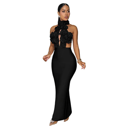 Bed of Roses Halter Maxi Dress