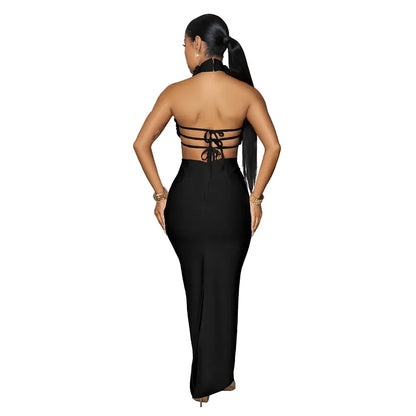 Bed of Roses Halter Maxi Dress