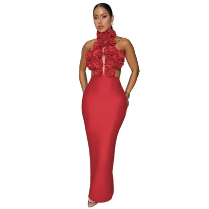 Bed of Roses Halter Maxi Dress