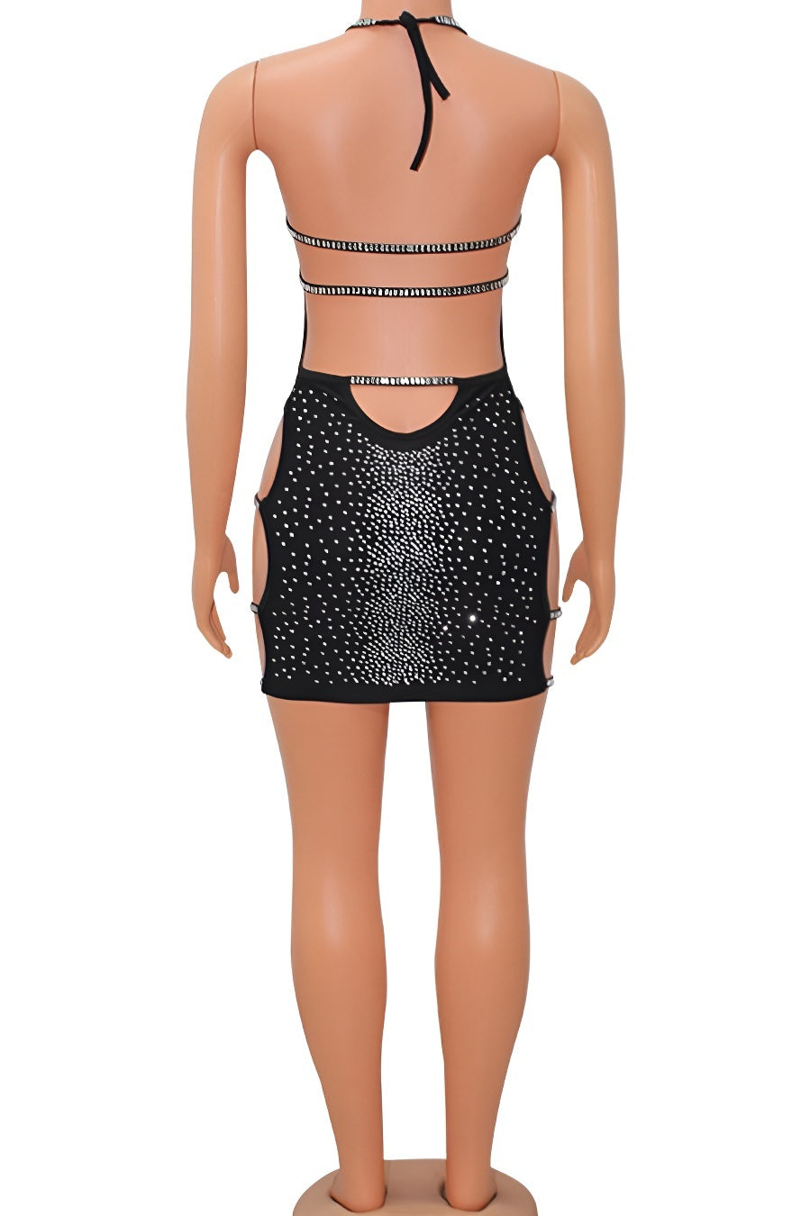 Dare to Dazzle Rhinestone Cut-Out Mini Dress