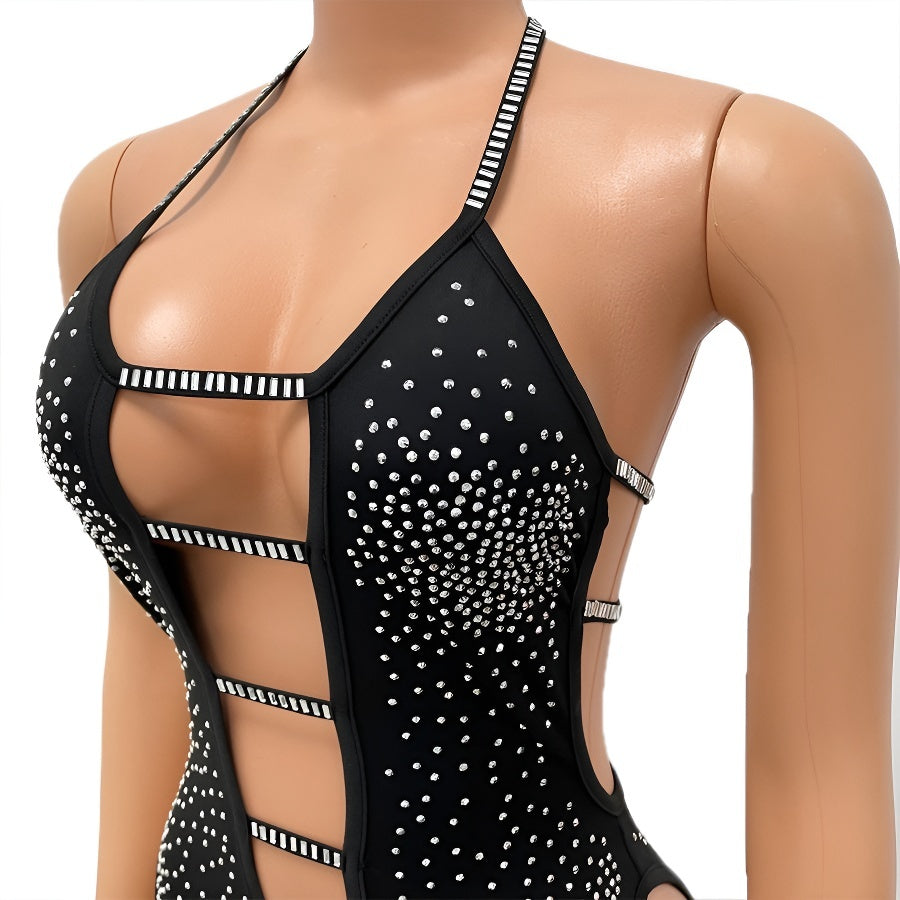 Dare to Dazzle Rhinestone Cut-Out Mini Dress