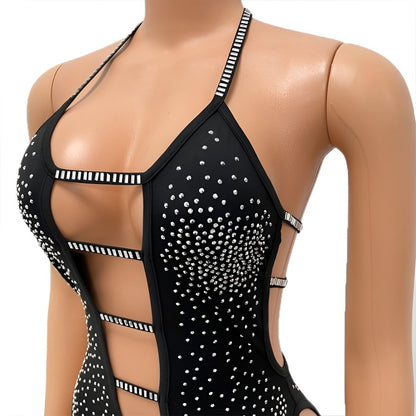 Dare to Dazzle Rhinestone Cut-Out Mini Dress