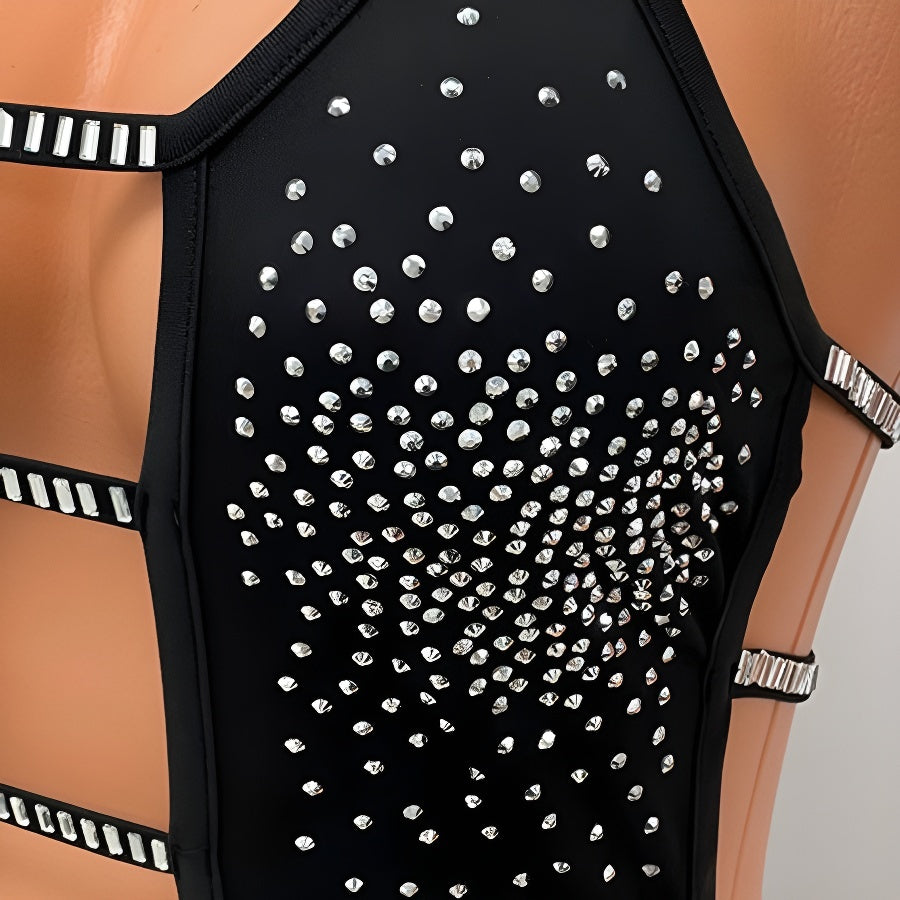 Dare to Dazzle Rhinestone Cut-Out Mini Dress
