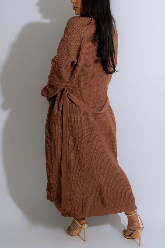 Comfy Knitted Short Set with Belted Cardigan image 2
