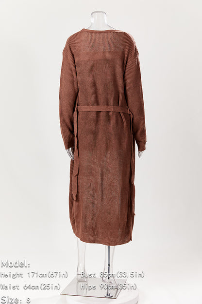 Comfy Knitted Short Set with Belted Cardigan