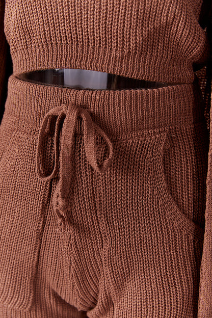 Comfy Knitted Short Set with Belted Cardigan