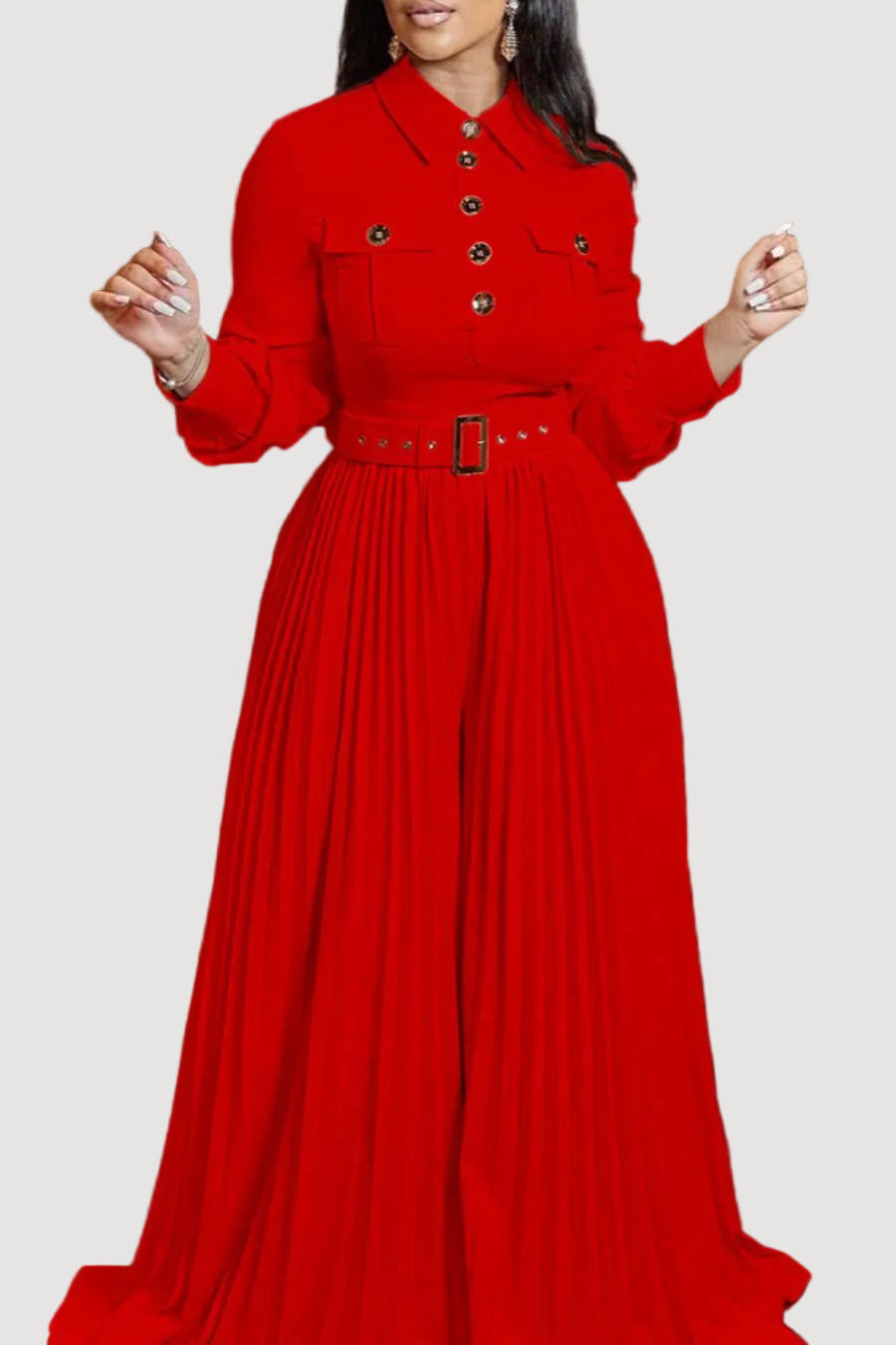 Owning the Room Wide Leg Pleated Jumpsuit