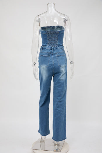 Sexy Plus Size Denim Tube Jumpsuit