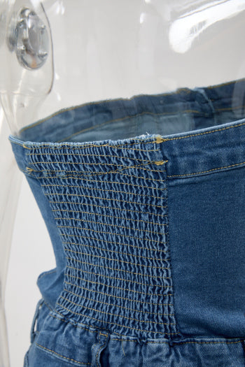 Sexy Plus Size Denim Tube Jumpsuit
