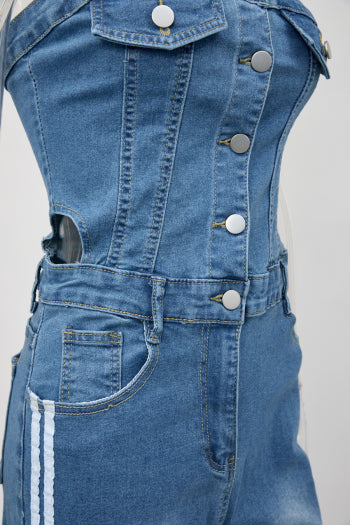 Sexy Plus Size Denim Tube Jumpsuit