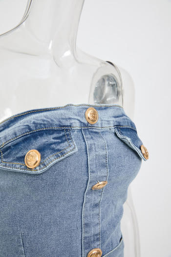 Chic Plus Size Denim Jumpsuit: Stretch Tube Top, Slim Fit, Stylish Design