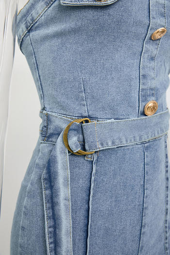 Chic Plus Size Denim Jumpsuit: Stretch Tube Top, Slim Fit, Stylish Design