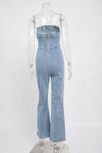 Chic Plus Size Denim Jumpsuit: Stretch Tube Top, Slim Fit, Stylish Design