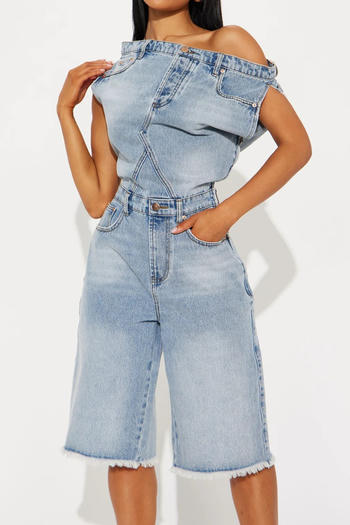 Chic Off-Shoulder Reverse Denim Playsuit image 2