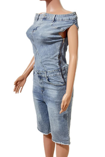 Chic Plus Size Off-Shoulder Denim Playsuit: Effortless Style & Comfort