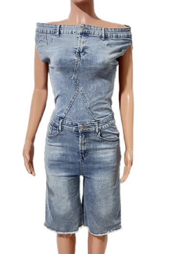 Chic Plus Size Off-Shoulder Denim Playsuit: Effortless Style & Comfort