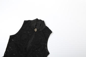 Sexy Slight Stretch See Through Lace Stitching Sleeveless Jumpsuit