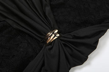 Sexy Slight Stretch See Through Lace Stitching Sleeveless Jumpsuit