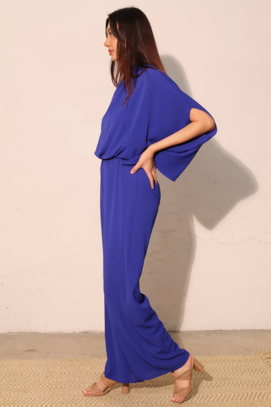 Textured Solid Mock Neck Caftan Jumpsuit image 2