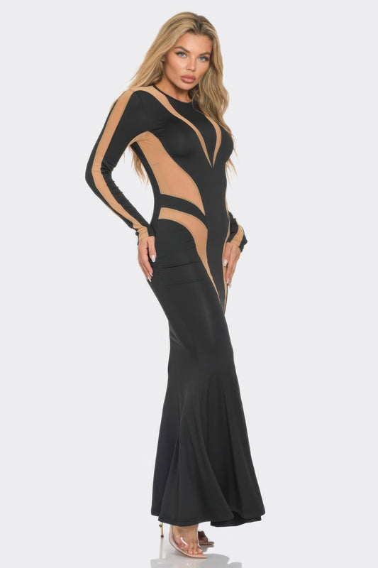 Mesh Cut Out Detail Maxi Dress image 2