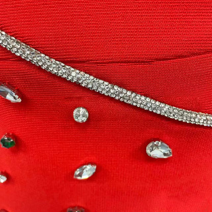 Candy Cane Rhinestone Maxi Dress