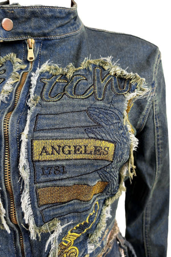 Stylish Plus Size Denim Jacket Skirt Set